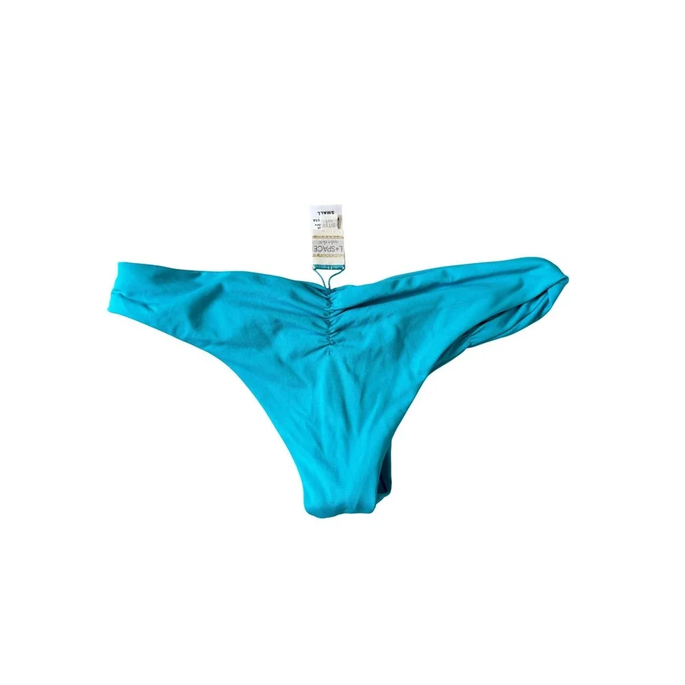 L*Space Bitsy Cut Swim Bikini Bottom Caribbean‎ Blue Ruched Back S